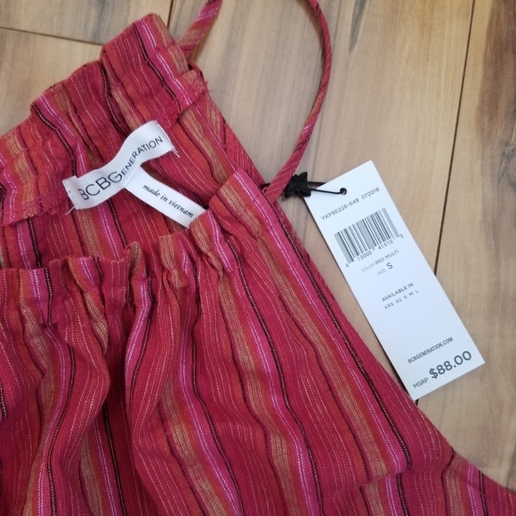 NWT BCBGeneration Striped Shorts Romper Linen Blend - Picture 5 of 7